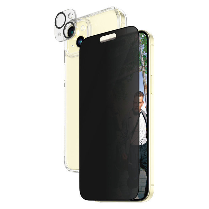 Bundle PicturePerfect + Verre trempé UWF Privacy + Hard Case D3O pour iPhone 15 Plus, PanzerGlass