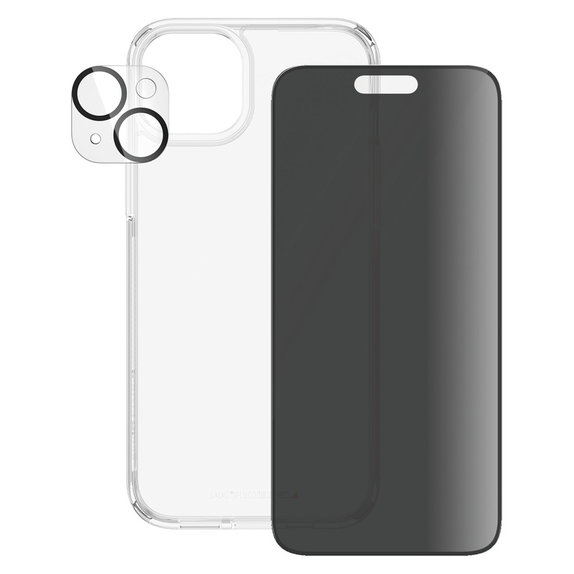 Bundle PicturePerfect + Verre trempé UWF Privacy + Hard Case D3O pour iPhone 15 Plus, PanzerGlass