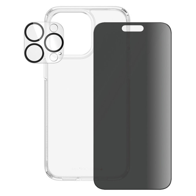 Bundle PicturePerfect + Verre trempé UWF Privacy + Hard Case D3O pour iPhone 15 Pro Max, PanzerGlass