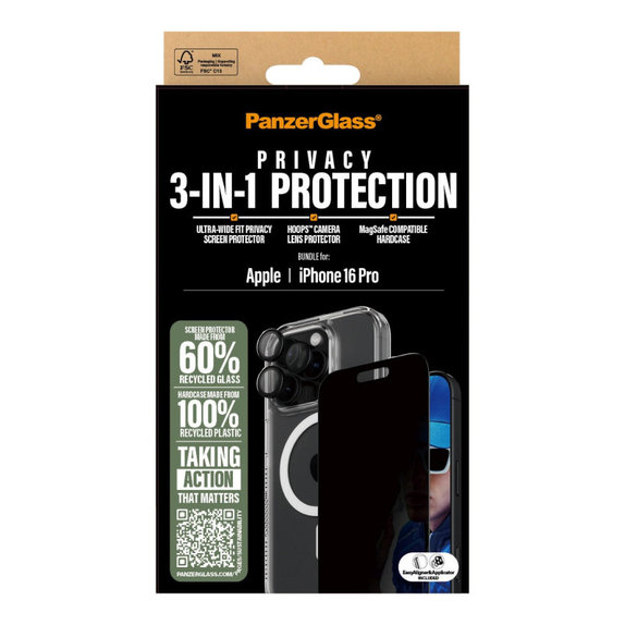 Bundle Hoops + Verre trempé UWF + Hard Case pour iPhone 16 Pro, PanzerGlass