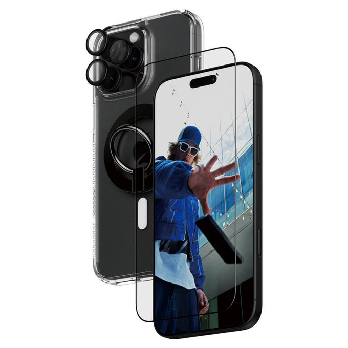 Bundle Hoops + Verre trempé UWF + Hard Case + Magnetic Ring Mount pour iPhone 16 Pro Max, PanzerGlass
