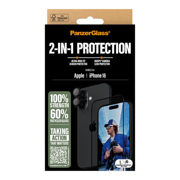 Bundle Hoops + verre trempé UWF pour iPhone 16, PanzerGlass