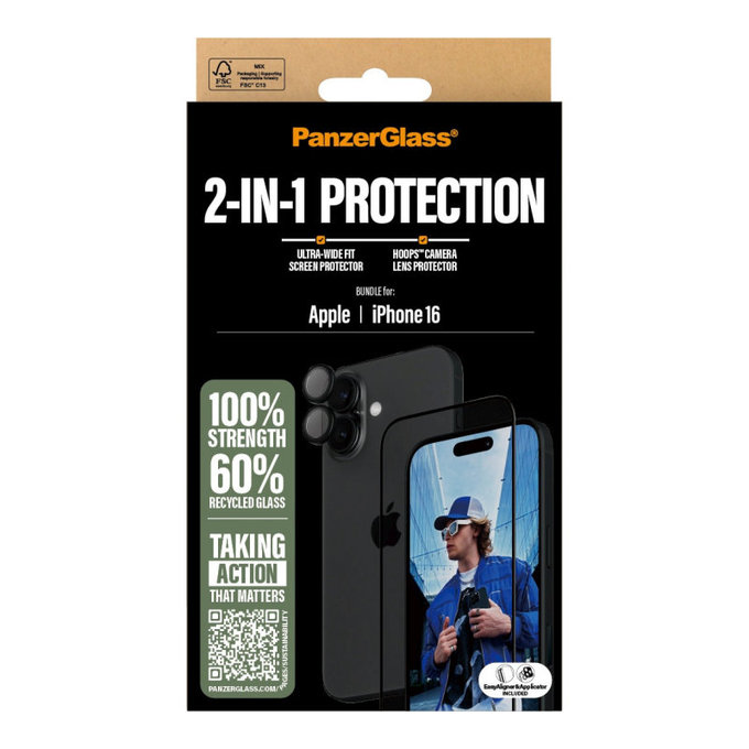 Bundle Hoops + verre trempé UWF pour iPhone 16, PanzerGlass