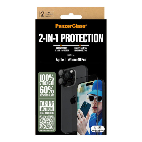 Bundle Hoops + verre trempé UWF pour iPhone 16 Pro, PanzerGlass