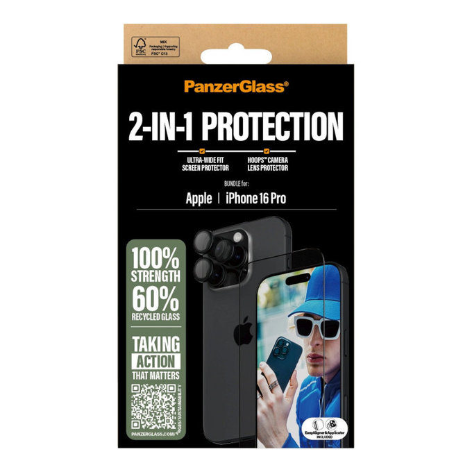 Bundle Hoops + verre trempé UWF pour iPhone 16 Pro, PanzerGlass