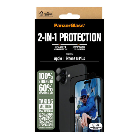 Bundle Hoops + verre trempé UWF pour iPhone 16 Plus, PanzerGlass
