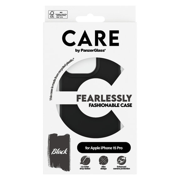 Étui Fearlessly pour iPhone 15 Pro, Noir, PanzerGlass