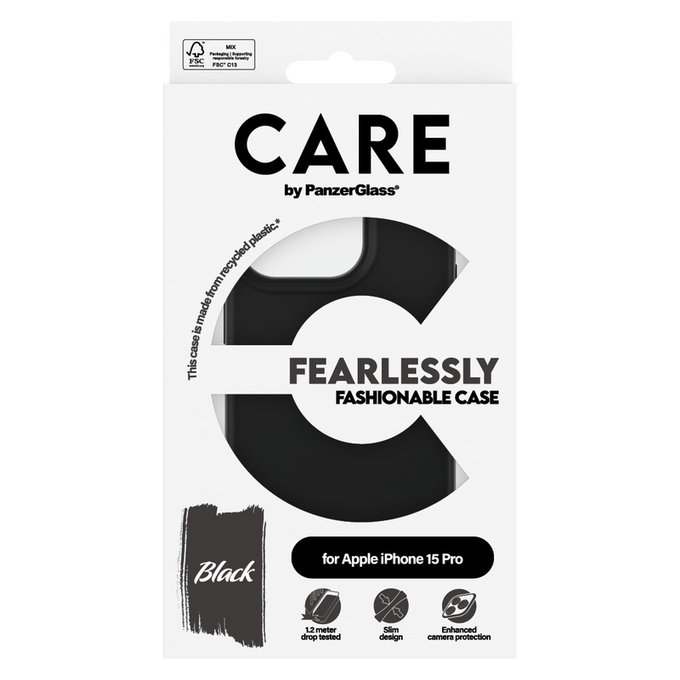 Étui Fearlessly pour iPhone 15 Pro, Noir, PanzerGlass