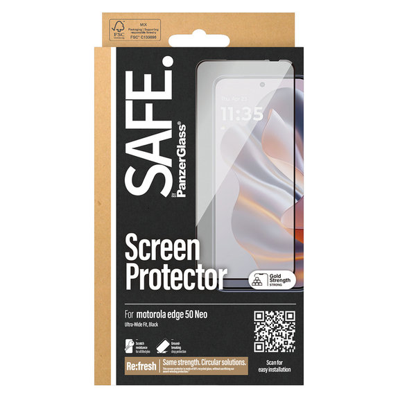 Verre trempé UWF pour Motorola Edge 50 Neo, Noir, SAFE by PanzerGlass