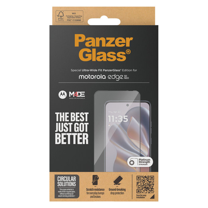 Verre trempé UWF pour Motorola Edge 50 Neo, Noir, PanzerGlass