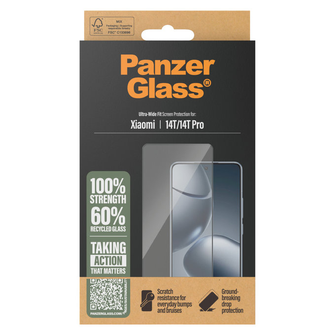 Verre trempé UWF pour Xiaomi 14T/14T Pro, Noir, PanzerGlass