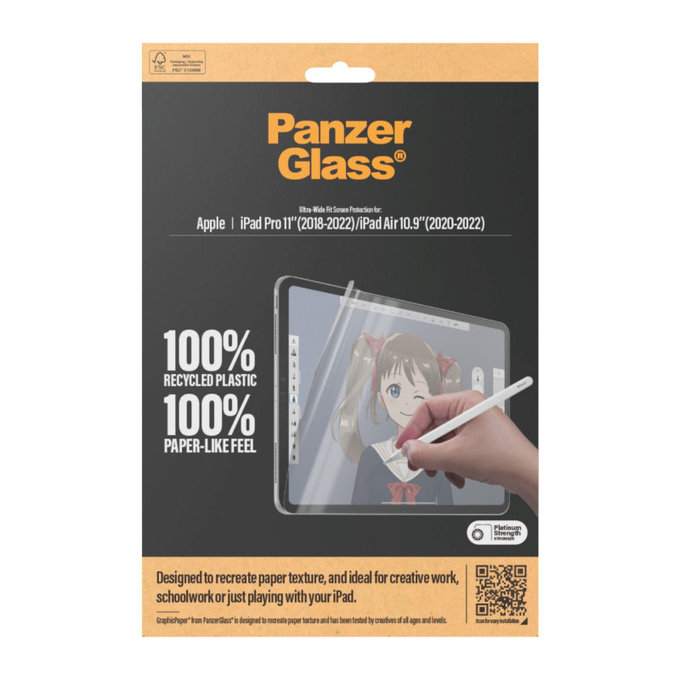 Film de protection GraphicPaper UWF pour iPad Pro 11"/Air 10,9'', Transparent, PanzerGlass