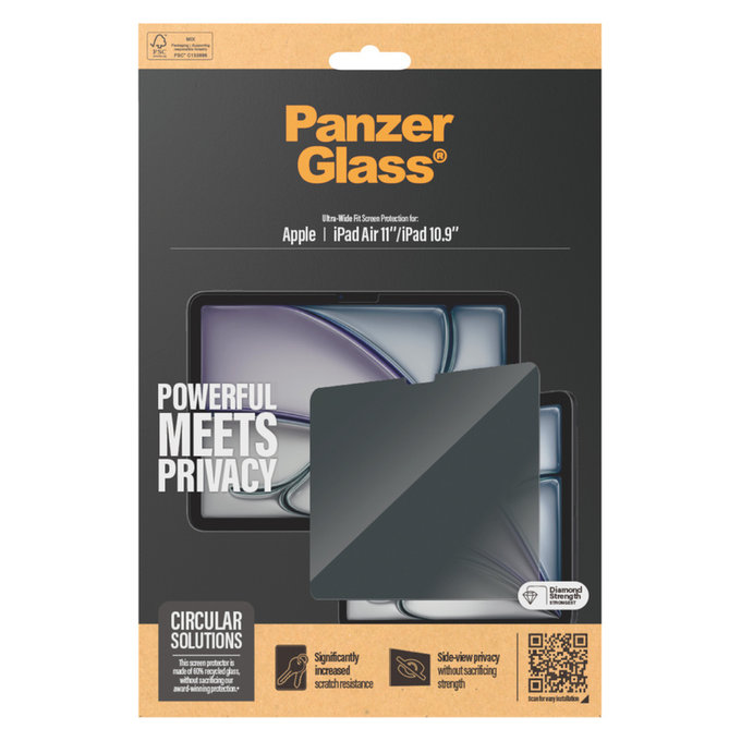 Verre trempé UWF Privacy pour iPad 10,9"/Air 11'', Clair, PanzerGlass