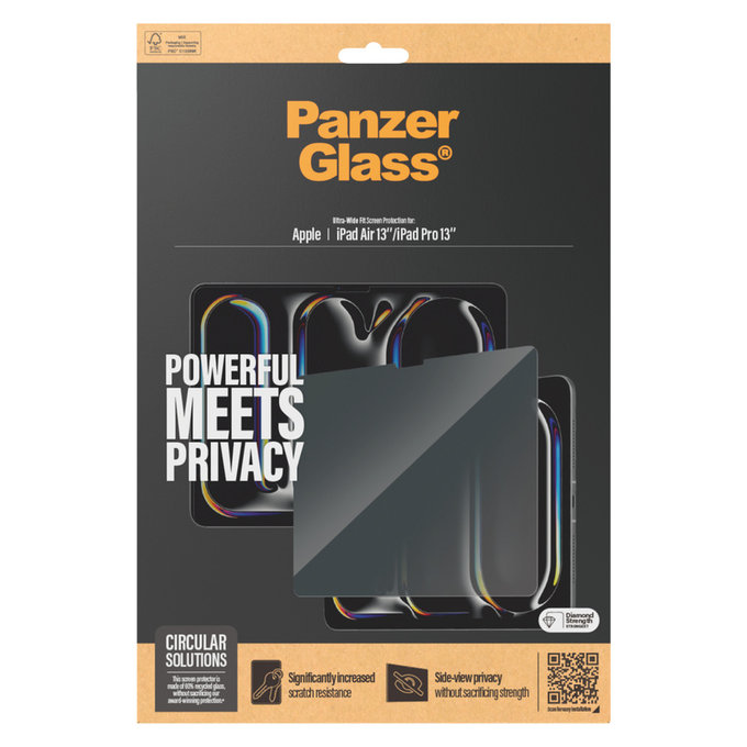 Verre trempé UWF Privacy pour iPad Pro 13"/Air 13'', Clair, PanzerGlass