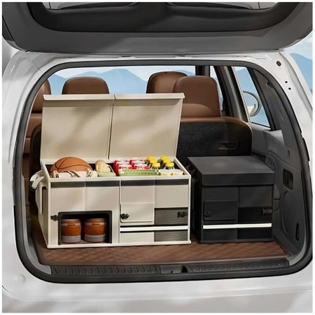 Organisateur de coffre pliable en cuir grande capacité 60L 57x34x29cm