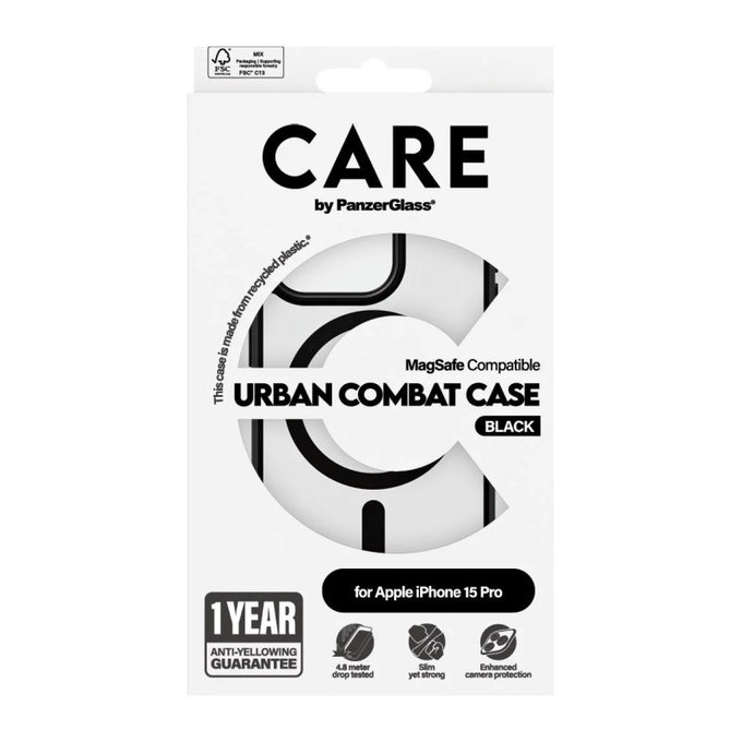 Étui Urban Combat avec MagSAFE by PanzerGlass pour iPhone 15 Pro, Noir, PanzerGlass