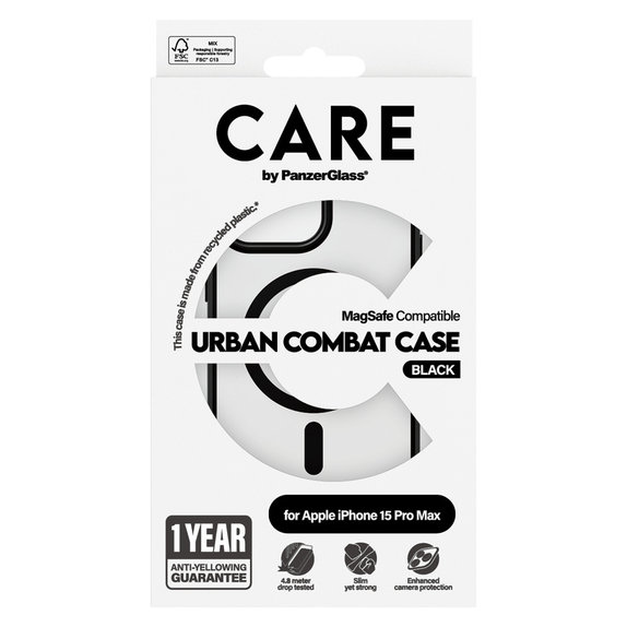Étui Urban Combat avec MagSAFE by PanzerGlass pour iPhone 15 Pro Max, Noir, PanzerGlass