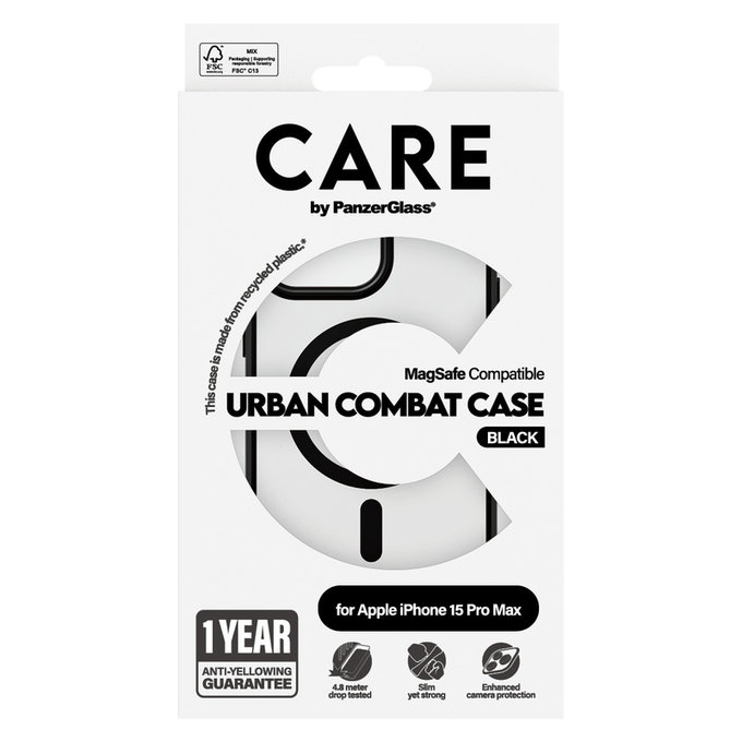 Étui Urban Combat avec MagSAFE by PanzerGlass pour iPhone 15 Pro Max, Noir, PanzerGlass