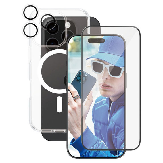 Bundle Hoops + Verre trempé UWF + Coque Urban Combat pour iPhone 16 Pro, CARE