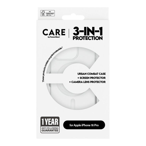 Bundle Hoops + Verre trempé UWF + Coque Urban Combat pour iPhone 16 Pro, CARE