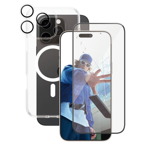 Bundle Hoops + Verre trempé UWF + Coque Urban Combat pour iPhone 16 Pro Max, CARE