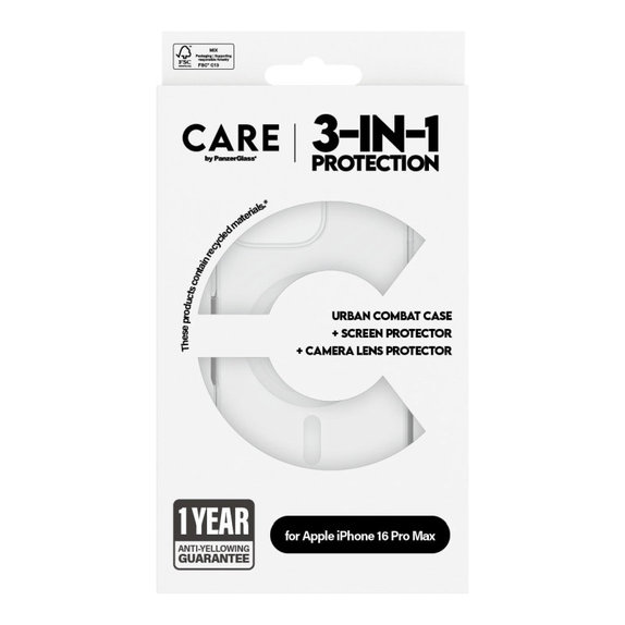 Bundle Hoops + Verre trempé UWF + Coque Urban Combat pour iPhone 16 Pro Max, CARE
