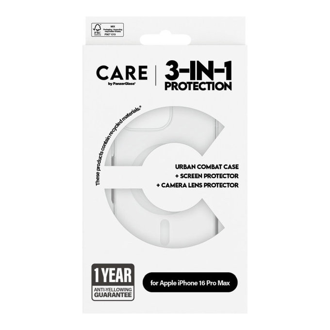 Bundle Hoops + Verre trempé UWF + Coque Urban Combat pour iPhone 16 Pro Max, CARE