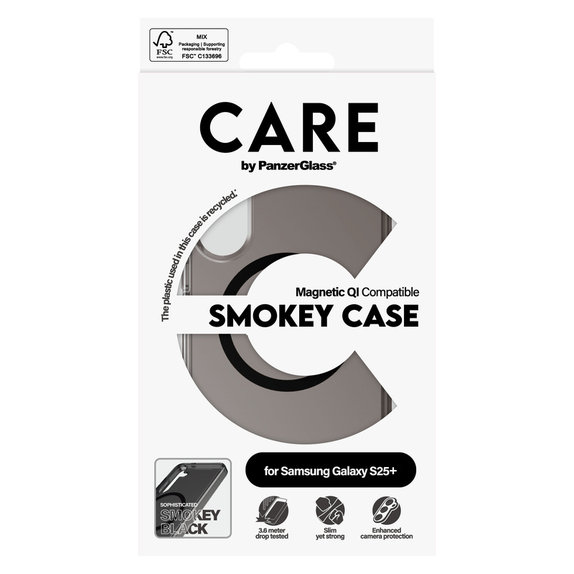 Étui Smokey avec QI noir pour Samsung Galaxy S25+, Noir, PanzerGlass