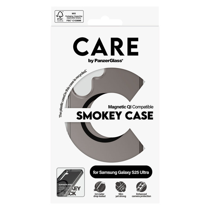 Étui Smokey avec QI noir pour Samsung Galaxy S25 Ultra, Noir, PanzerGlass