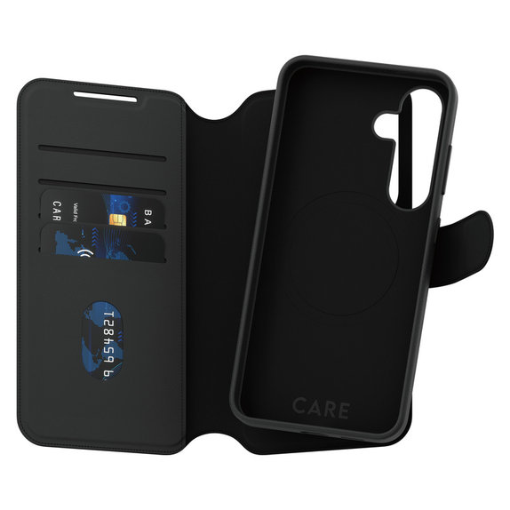 Étui Wallet Tango Two-In-One avec QI pour Samsung Galaxy S25, Noir, PanzerGlass