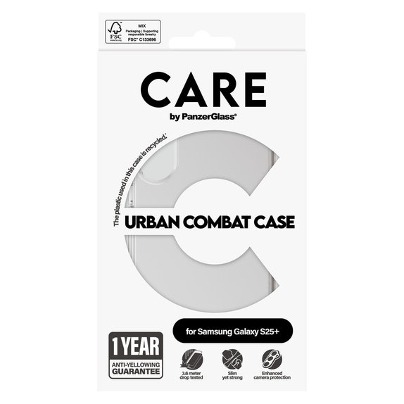 Étui Urban Combat pour Samsung Galaxy S25+, Transparent, PanzerGlass
