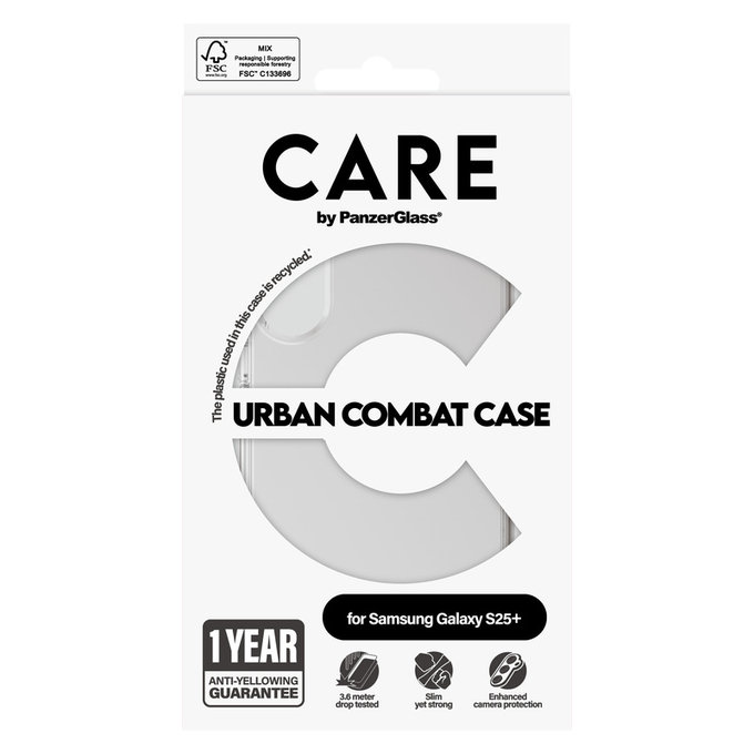 Étui Urban Combat pour Samsung Galaxy S25+, Transparent, PanzerGlass