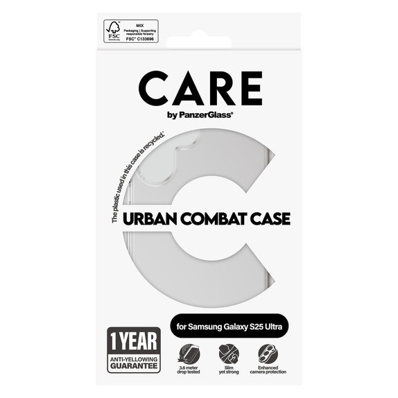 Étui Urban Combat pour Samsung Galaxy S25 Ultra, Transparent, PanzerGlass