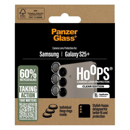 PanzerGlass - Couvercle de Protection d'Objectif d'Appareil Hoops pour Samsung Galaxy S25+, transparent