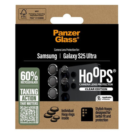 PanzerGlass - Couvercle de Protection d'Objectif d'Appareil Hoops pour Samsung Galaxy S25 Ultra, transparent