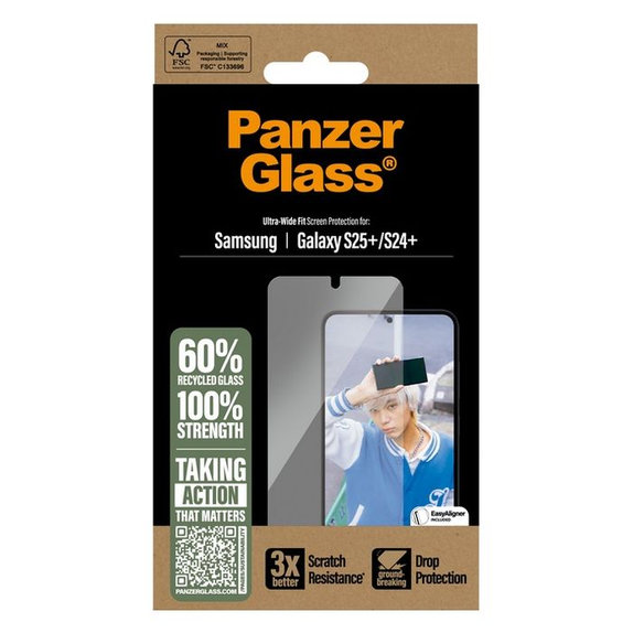 PanzerGlass - Verre Trempé UWF avec un applicateur pour Samsung Galaxy S25+, transparent