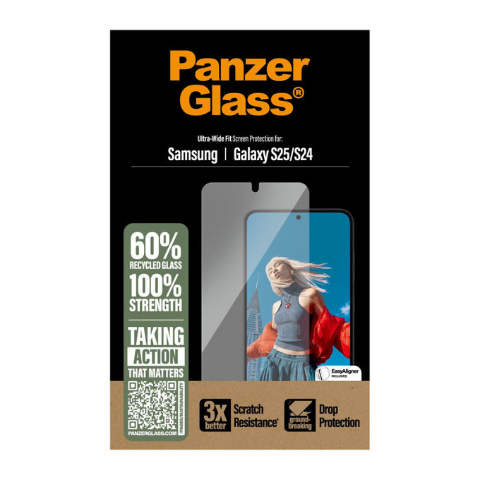 Verre trempé UWF avec applicateur pour Samsung S25, Transparente, PanzerGlass