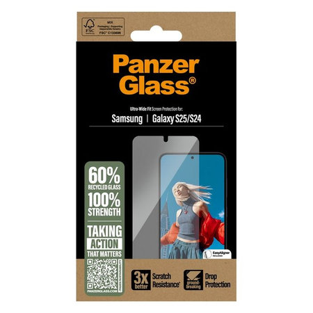 PanzerGlass - Verre Trempé UWF avec un applicateur pour Samsung Galaxy S25, transparent