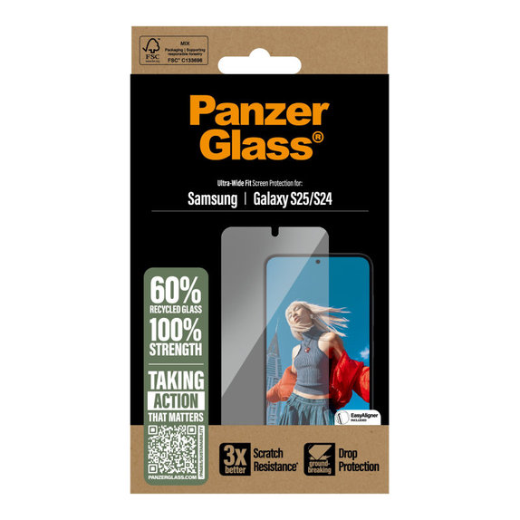Verre trempé UWF avec applicateur pour Samsung S25, Transparente, PanzerGlass