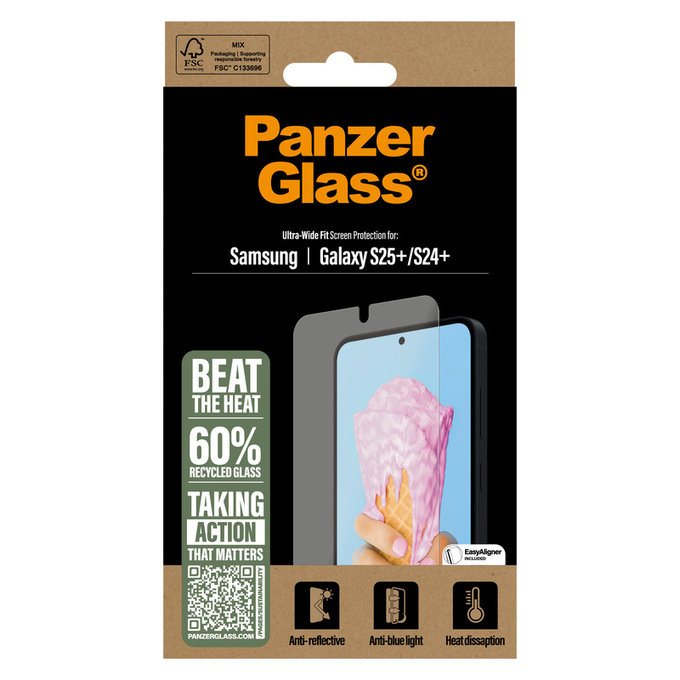 Verre trempé UWF All-in-One avec applicateur pour Samsung Galaxy S25+, Clair, PanzerGlass