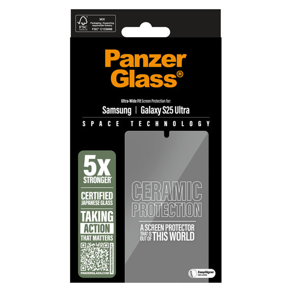 Verre trempé UWF Ceramic avec applicateur pour Samsung Galaxy S25 Ultra, Clair, PanzerGlass