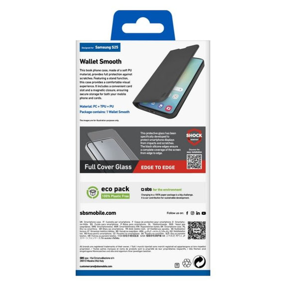 SBS - Étui Book Wallet Smooth pour Samsung Galaxy S25, noir