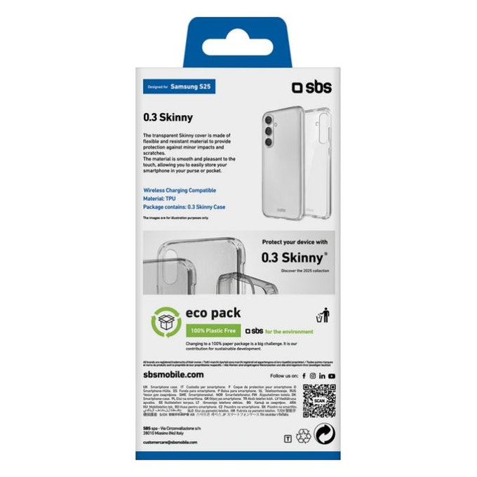 SBS - Étui Skinny pour Samsung Galaxy S25, transparent