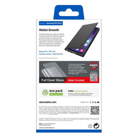SBS - Étui Book Wallet Smooth pour Samsung Galaxy S25 Ultra, noir