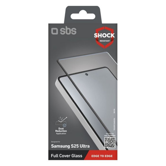SBS - Verre Trempé Full Cover pour Samsung Galaxy S25 Ultra, noir
