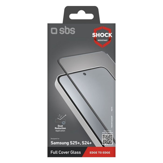 SBS - Verre Trempé Full Cover pour Samsung Galaxy S24+ et S25+, noir