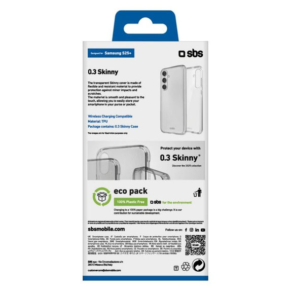 SBS - Étui Skinny pour Samsung Galaxy S25+, transparent