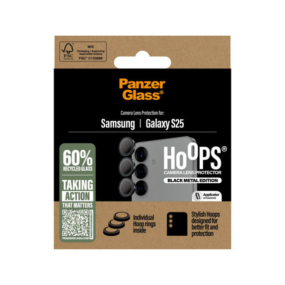 Protection d’objectif photo Hoops pour Samsung S25, Noir, PanzerGlass