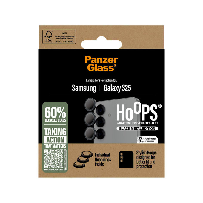 Protection d’objectif photo Hoops pour Samsung S25, Noir, PanzerGlass