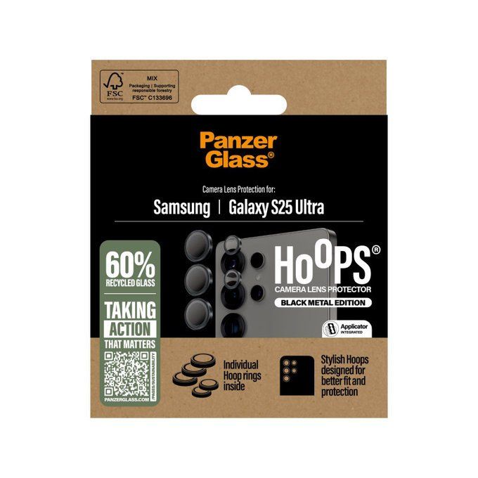 Protection d’objectif photo Hoops pour Samsung S25 Ultra, Noir, PanzerGlass